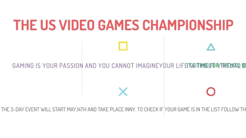 Video Games Championship announcement Title Modelo de Design