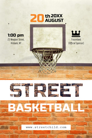 Basketball Net on Street Court Flyer 4x6in Design Template