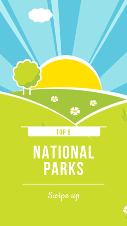 National Parks Ad with Bright Landscape Illustration Instagram Story Design Template