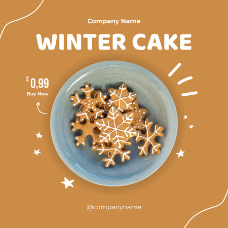 Bakery Advertising with Gingerbread Snowflakes Instagram Tasarım Şablonu