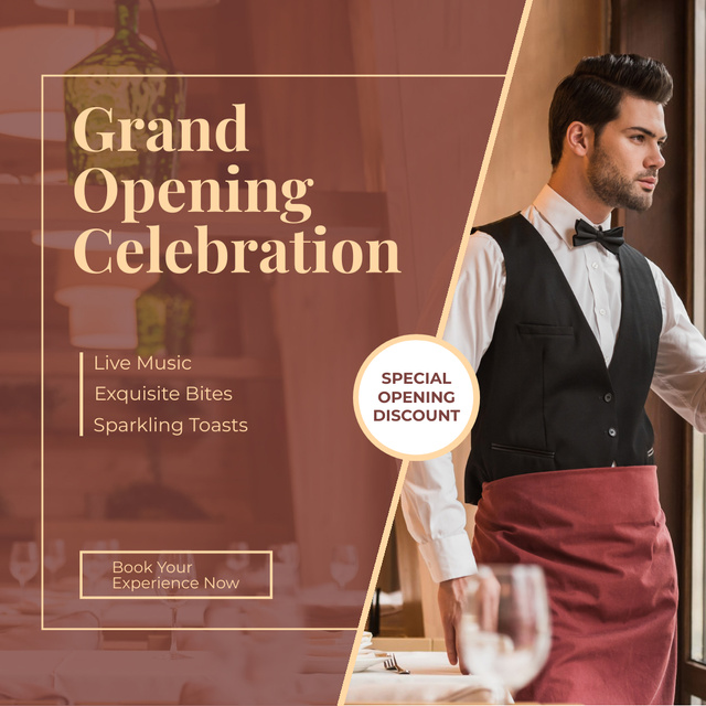 Exquisite Grand Opening Celebration With Special Discount Instagram AD Modelo de Design
