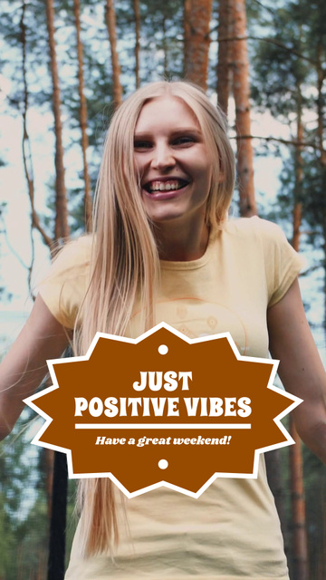 Positive Vibes with Jumping Woman TikTok Video tervezősablon