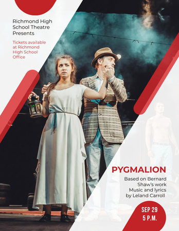 Theater Invitation Actors in Pygmalion Performance Poster 8.5x11in Design Template