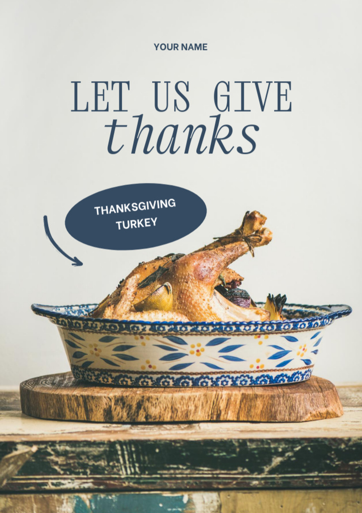 Designvorlage Thanksgiving Celebration Announcement with Fried Turkey für Flyer A5