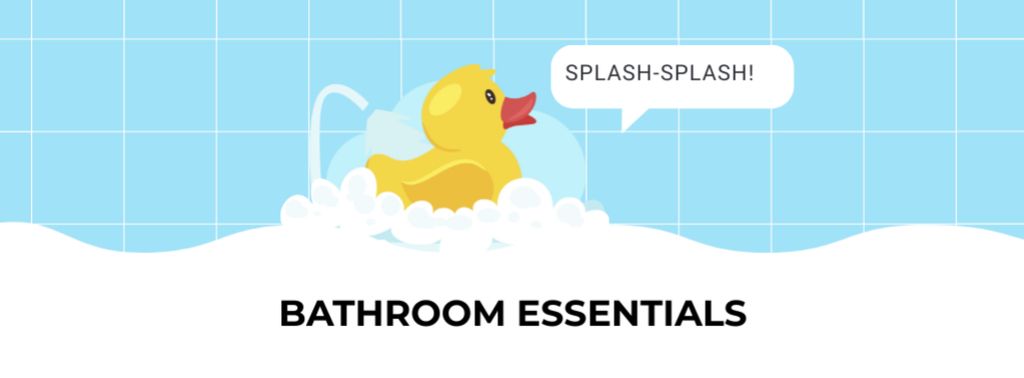 Bathroom Essentials Offer with Toy Duck Facebook cover Modelo de Design