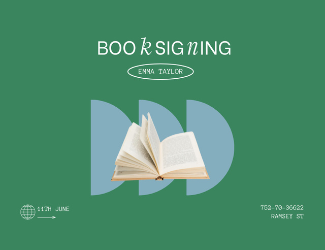 Book Signing Event Announcement Invitation 13.9x10.7cm Horizontal – шаблон для дизайна