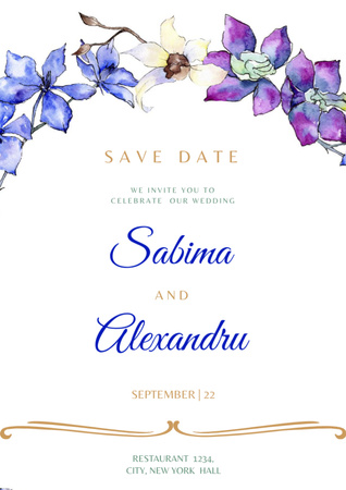 Wedding Celebration Announcement with Flowers A4 Design Template