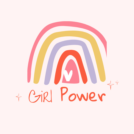 Girl Power Inspiration with Cute Rainbow Logo 1080x1080px Modelo de Design
