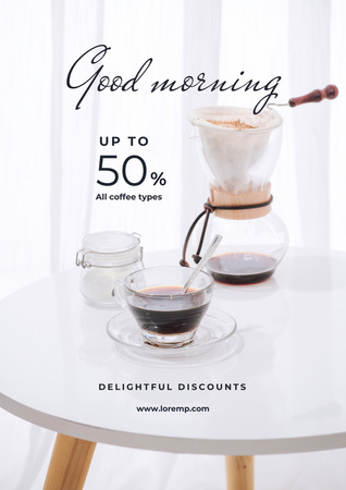 Cup of Coffee for Good Morning Poster A3 – шаблон для дизайну
