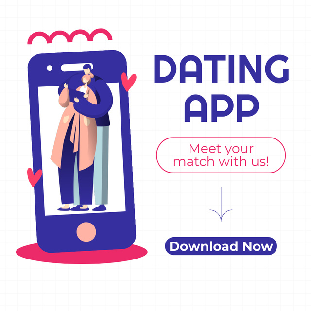 Convenient Dating Application for Smartphones Animated Post Šablona návrhu