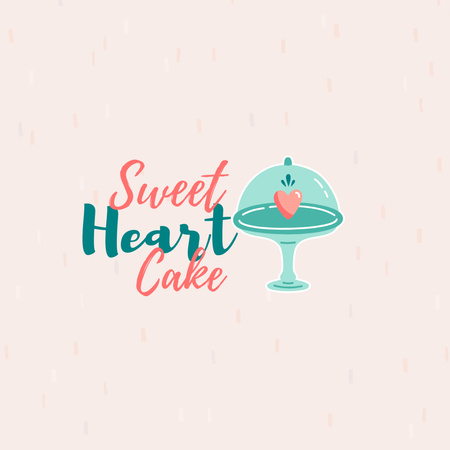 oferta de padaria com delicioso bolo em forma de coração Logo Modelo de Design