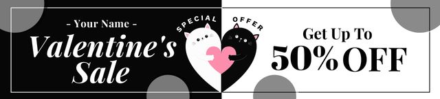 Valentine's Day Sale with Cartoon Cats Ebay Store Billboard Design Template
