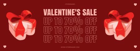 Valentine's Day Sale with Gift Boxes Facebook cover Design Template