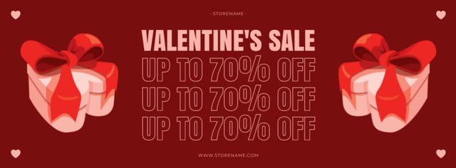Valentine's Day Sale with Gift Boxes Facebook cover – шаблон для дизайна