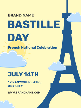 Bastille Day Event Celebration Invitation Poster US Design Template