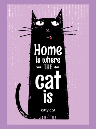 Plantilla de diseño de cotización de adopción de mascotas con gato divertido en púrpura Poster US 