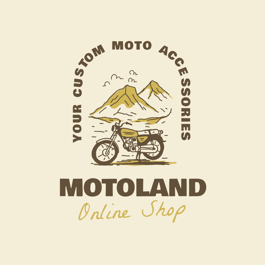 Moto Accessories Store Emblem Logo Design Template