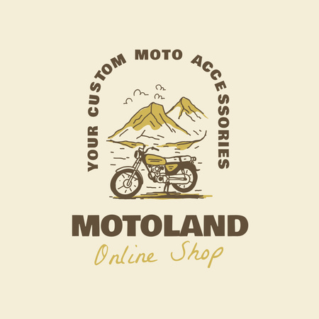 Moto Accessories Store Emblem Logo Design Template