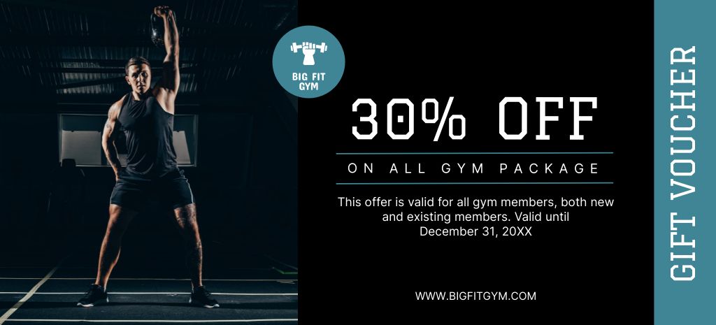 Discount Offer on All Gym Package Coupon 3.75x8.25in Design Template