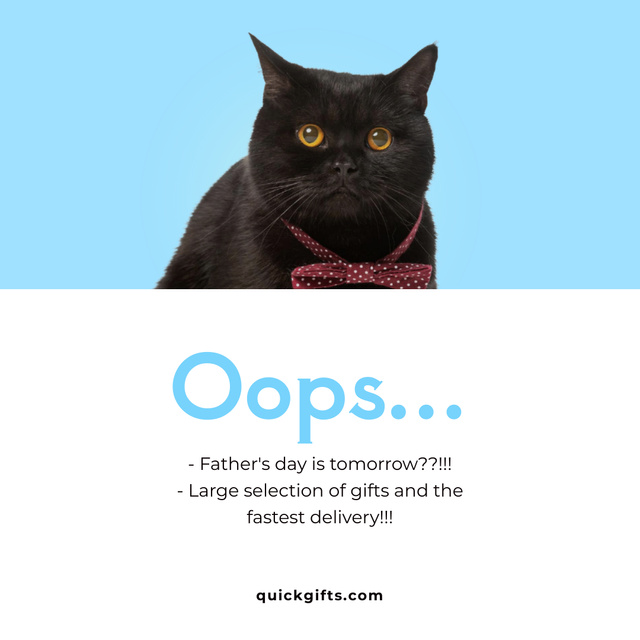 Cute Ad for Father's Day with Black Cat Instagram Šablona návrhu