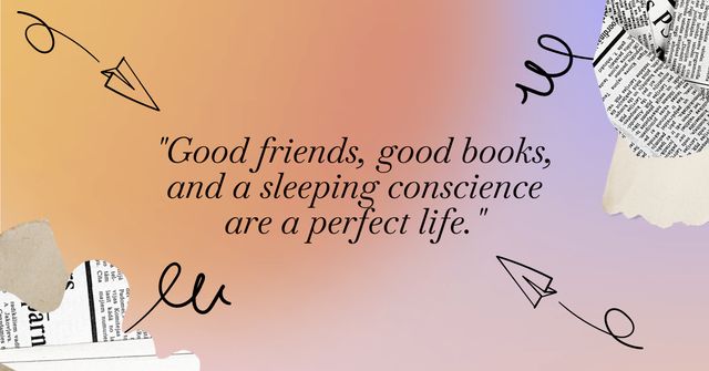 Inspirational Quote About Friendship And Books Facebook AD Modelo de Design