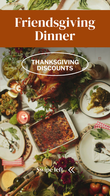 Designvorlage Thanksgiving Day Friends Dinner With Discounts für TikTok Video