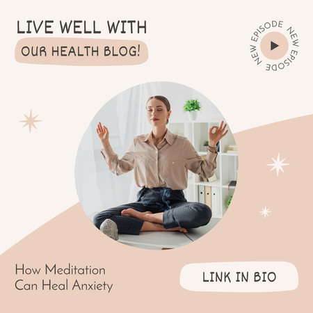Blogi mielenterveydestä ja meditaatiosta Instagram AD Design Template