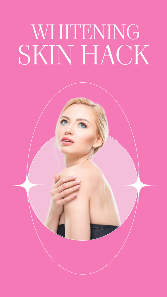 Ad About Skin Whitening Hack with Beautiful Blonde Instagram Story Design Template