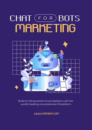 Ad of Chatbot Marketing with Robot Poster Design Template