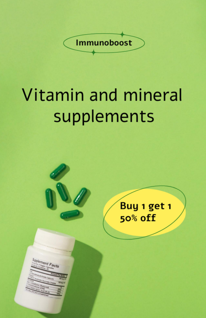 Nutritional Supplements Discount Sale Offer Flyer 5.5x8.5in Design Template