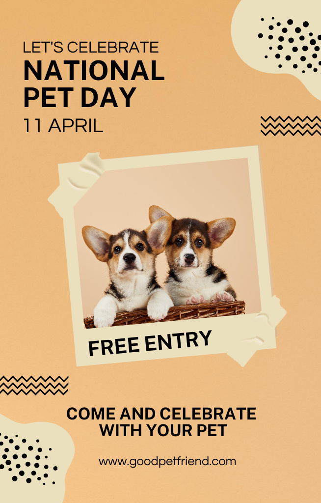 Lovely National Pet Day Celebration With Free Entry Invitation 4.6x7.2in Tasarım Şablonu