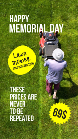 Memorial Day Sale with Man on Lawn Instagram Story Design Template