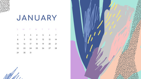 Colorful Paint blots in bright colors Calendar Design Template