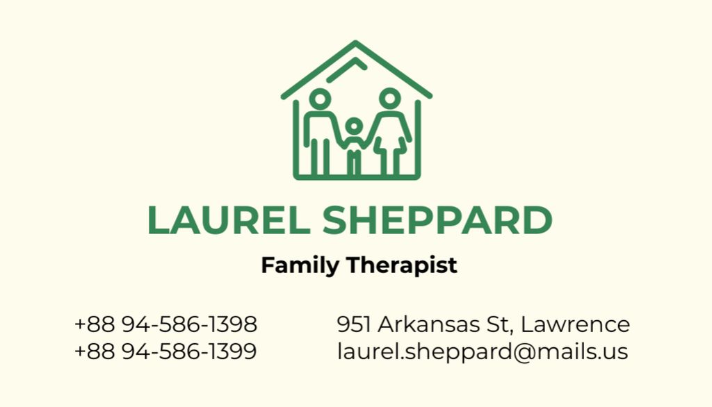 Designvorlage Family Therapist Services für Business Card US
