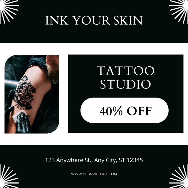 Ontwerpsjabloon van Instagram van Ink Tattoo Studio Offer With Discount