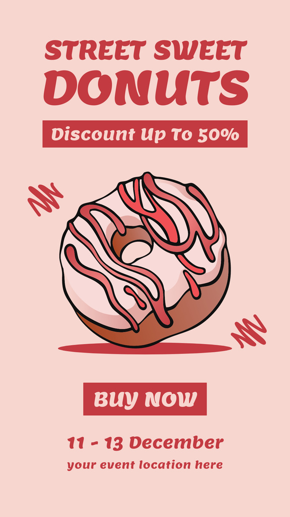 Ontwerpsjabloon van Instagram Story van Offer of street sweet donuts