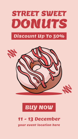 Designvorlage Angebot an straßensüßen Donuts für Instagram Story