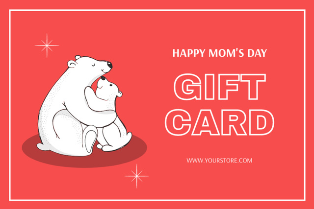 Special Offer on Mother's Day with Cute Bears Gift Certificate Tasarım Şablonu