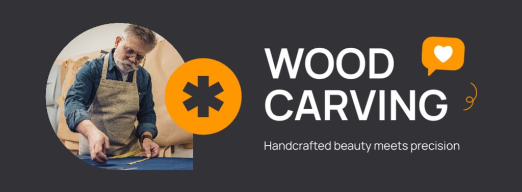 Ontwerpsjabloon van Facebook cover van Wood Carving Services with Discount