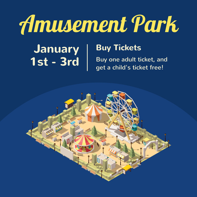 Limited-Time Promo For Admission In Amusement Park Instagramデザインテンプレート