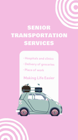 Senior Transportation Services Offer In Pink Instagram Video Story Modelo de Design