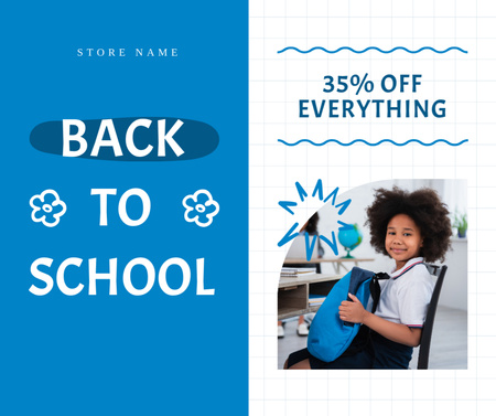 Discount on Everything for School with African American Girl Facebook Design Template