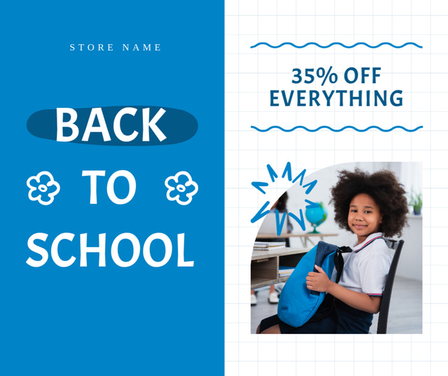 Discount on Everything for School with African American Girl Facebook tervezősablon