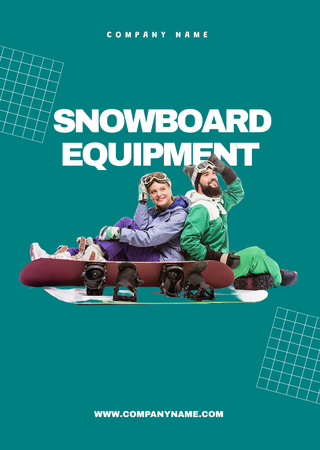 Snowboard Equipment Sale Offer Postcard A6 Vertical Design Template