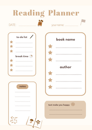 Reading diary minimalist Schedule Planner Design Template