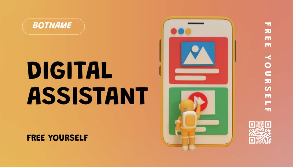 Digital Assistant Service Offering Business Card US Tasarım Şablonu