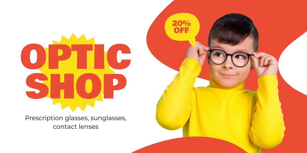 Discount on Children's Vision Correction Glasses Twitter Design Template