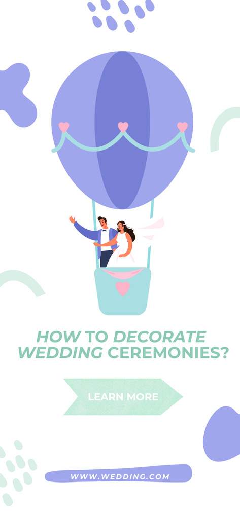 Designvorlage Romantic Wedding Couple in Hot Air Balloon für Snapchat Geofilter