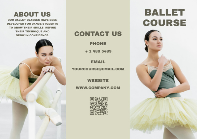 Plantilla de diseño de Ballet Class Offer with Beautiful Ballerina Brochure 