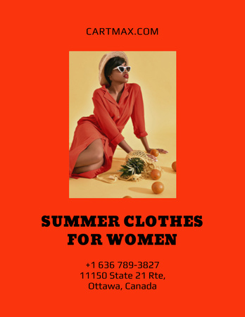 Offer of Bright Summer Clothes for Women Poster 8.5x11in – шаблон для дизайну